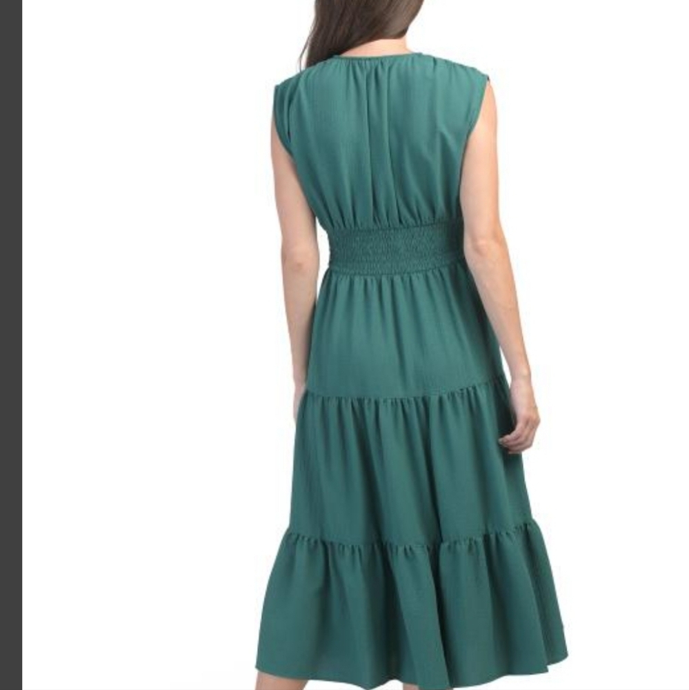 TIERED Teal Midi-Maxi Dress CALVIN KLEIN sz 16 (Blue-green) - Picture 2 of 6